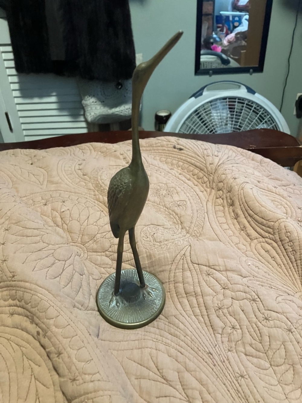Vintage Brass Heron Figurine Decorative Sculpture